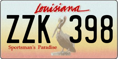 LA license plate ZZK398