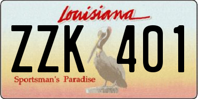 LA license plate ZZK401