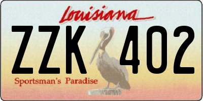 LA license plate ZZK402