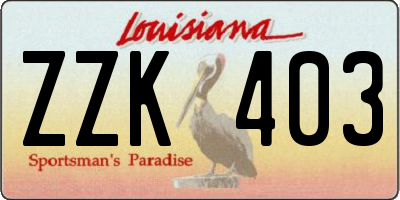 LA license plate ZZK403