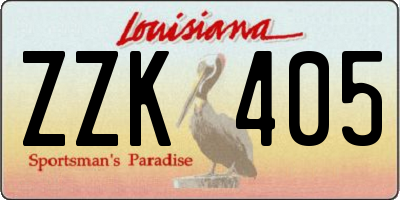 LA license plate ZZK405