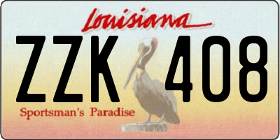 LA license plate ZZK408