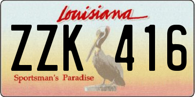 LA license plate ZZK416
