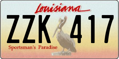 LA license plate ZZK417