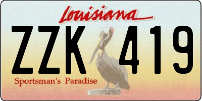 LA license plate ZZK419