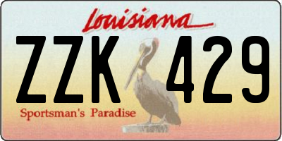 LA license plate ZZK429