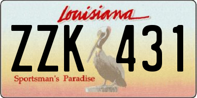 LA license plate ZZK431