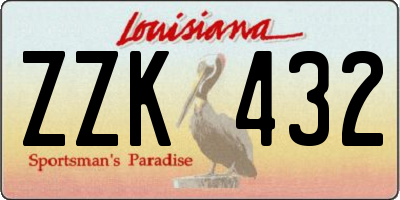 LA license plate ZZK432