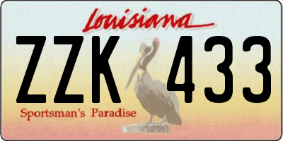 LA license plate ZZK433