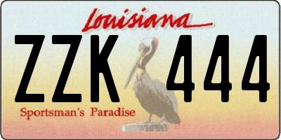 LA license plate ZZK444