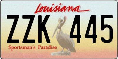 LA license plate ZZK445