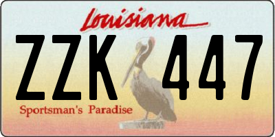 LA license plate ZZK447