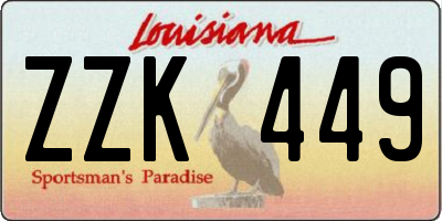 LA license plate ZZK449