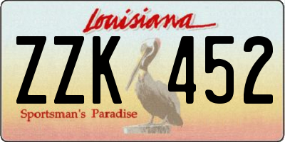 LA license plate ZZK452