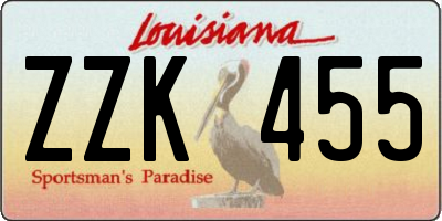 LA license plate ZZK455