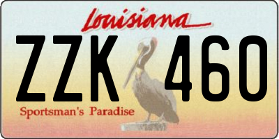 LA license plate ZZK460