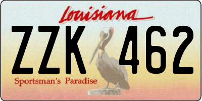 LA license plate ZZK462