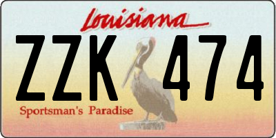 LA license plate ZZK474