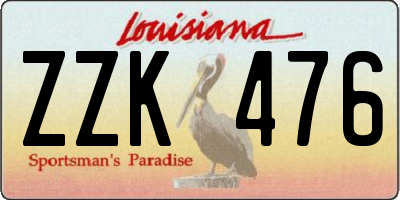 LA license plate ZZK476