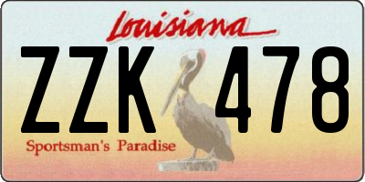 LA license plate ZZK478