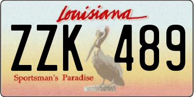 LA license plate ZZK489