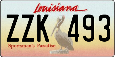 LA license plate ZZK493