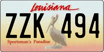 LA license plate ZZK494