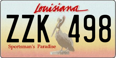 LA license plate ZZK498