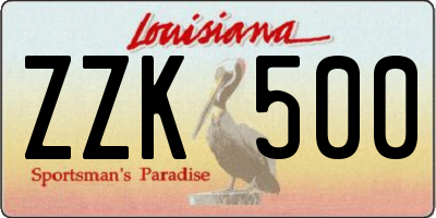 LA license plate ZZK500