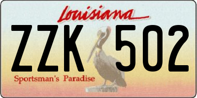 LA license plate ZZK502