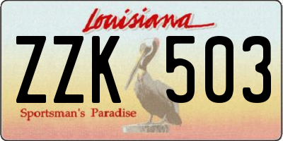 LA license plate ZZK503