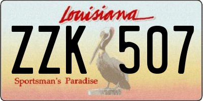 LA license plate ZZK507