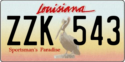 LA license plate ZZK543