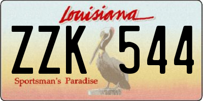 LA license plate ZZK544