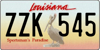 LA license plate ZZK545