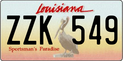 LA license plate ZZK549