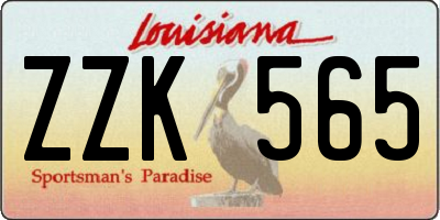 LA license plate ZZK565