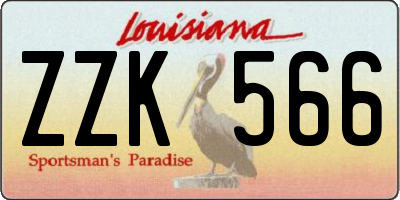 LA license plate ZZK566