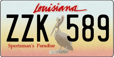 LA license plate ZZK589