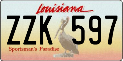 LA license plate ZZK597