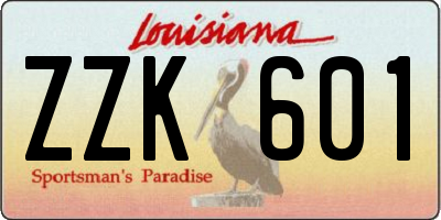 LA license plate ZZK601