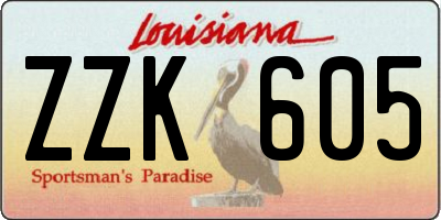 LA license plate ZZK605