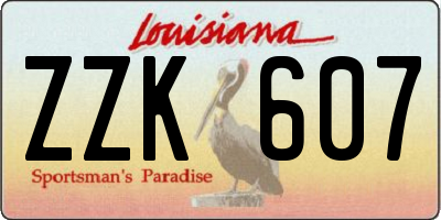 LA license plate ZZK607