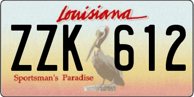 LA license plate ZZK612