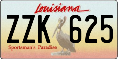 LA license plate ZZK625