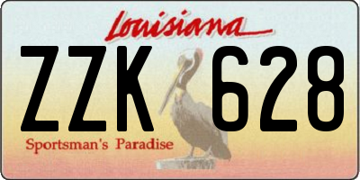 LA license plate ZZK628
