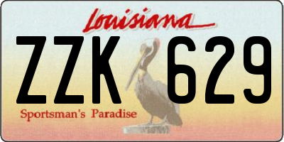 LA license plate ZZK629