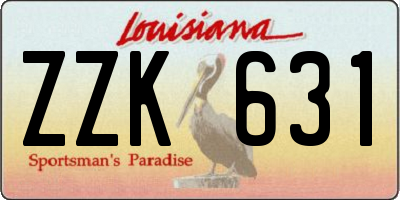 LA license plate ZZK631