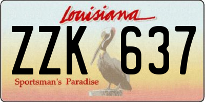 LA license plate ZZK637