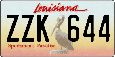 LA license plate ZZK644